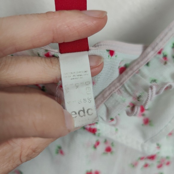 Vintage Y2K EDC by Esprit Tank Top Womens Small White Floral Mesh Ruffle Trim - Picture 8 of 9